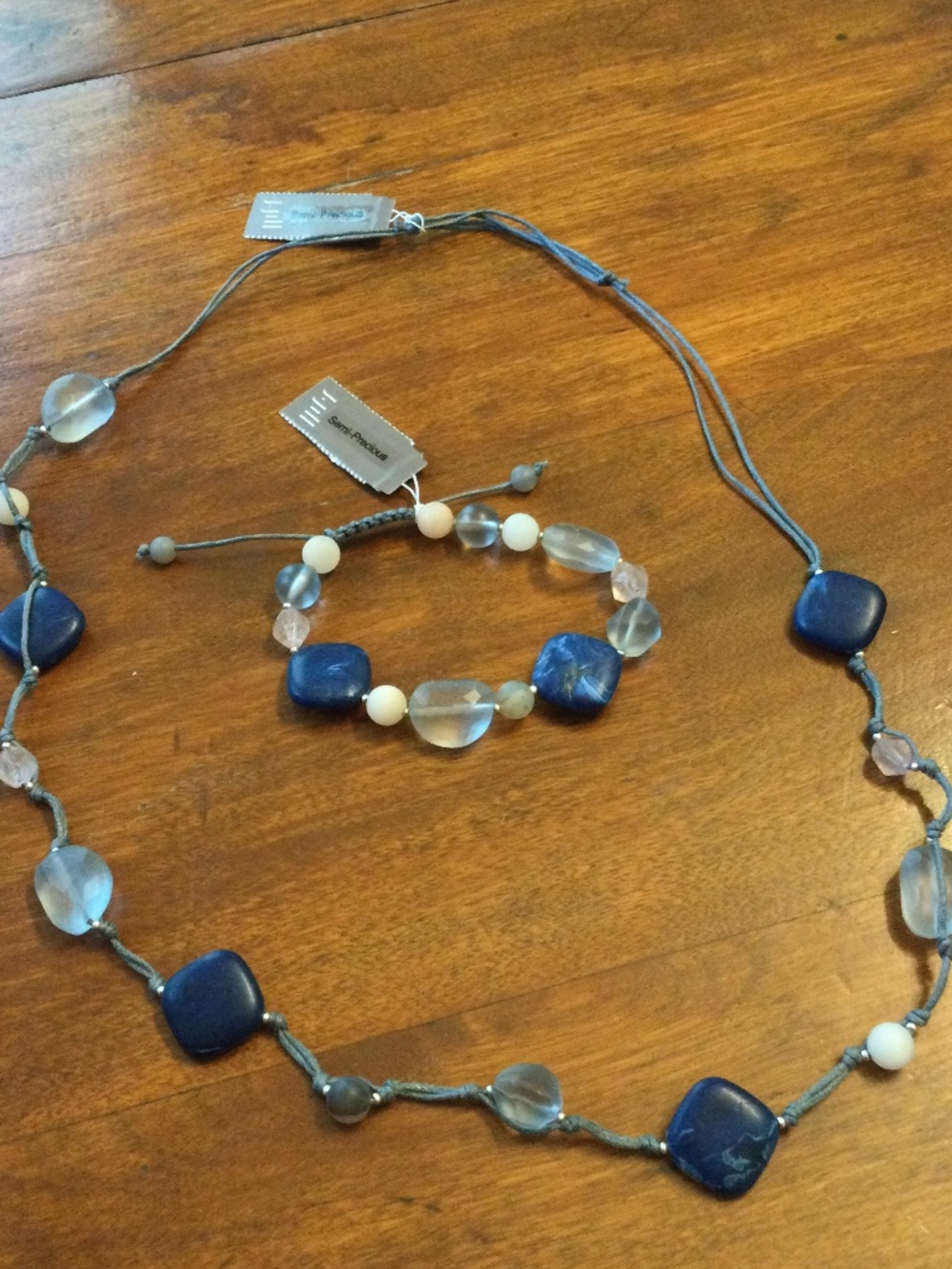 J. Jill Blue/Grey Semi-Precious Necklace and Bracelet Set, NWT
